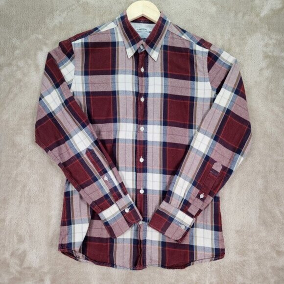 J.Lindeberg Benny Slim Patterned Flannel Plaid Shirt Button-Down Mens Size S - Picture 2 of 10